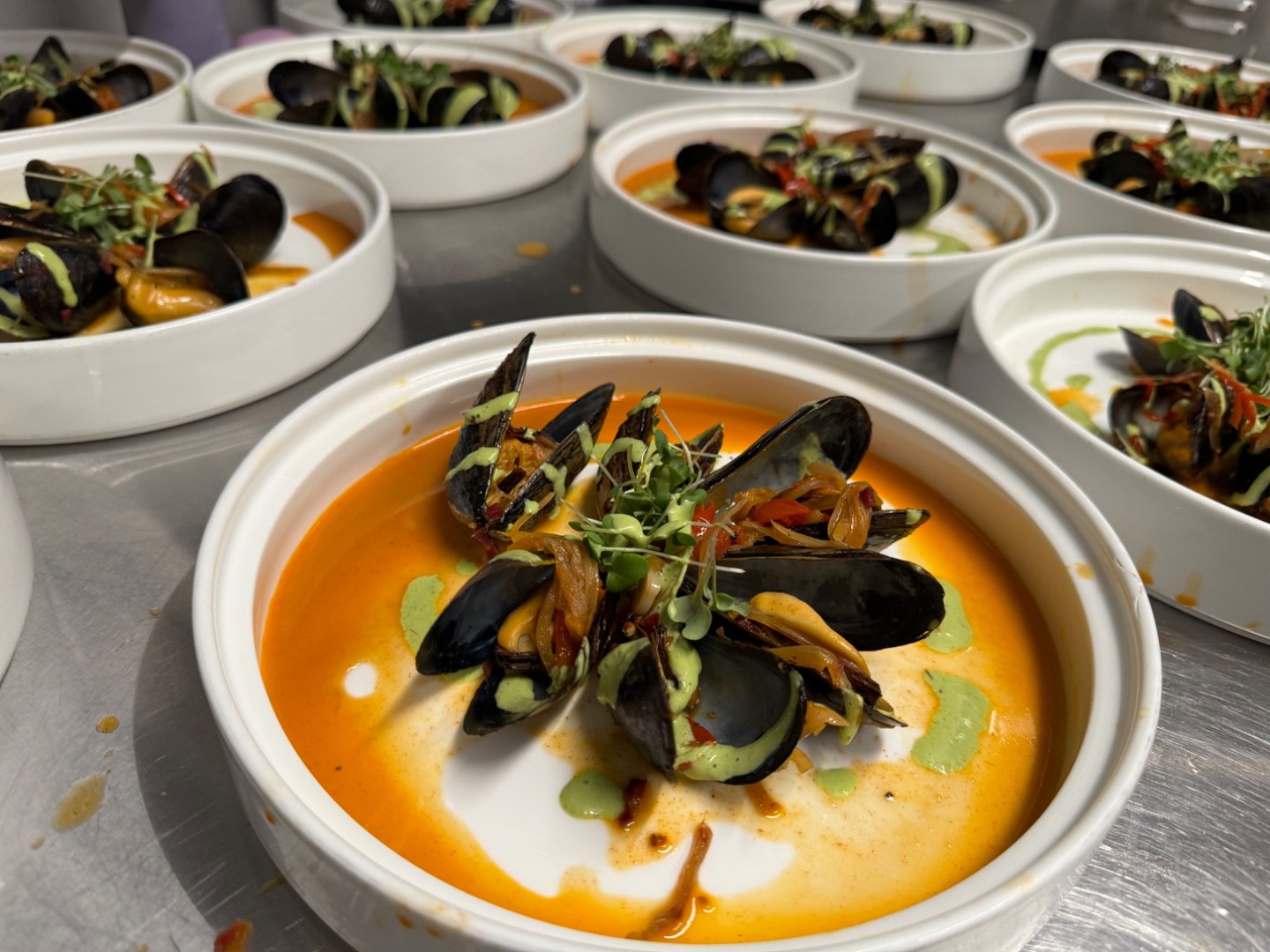 Craft food concept — mussels in broth